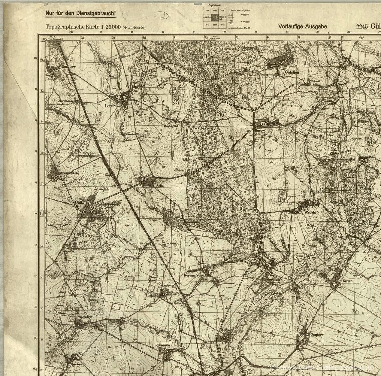 Messtischblatt 2245 Gültz - Kriegsausgabe 1941
