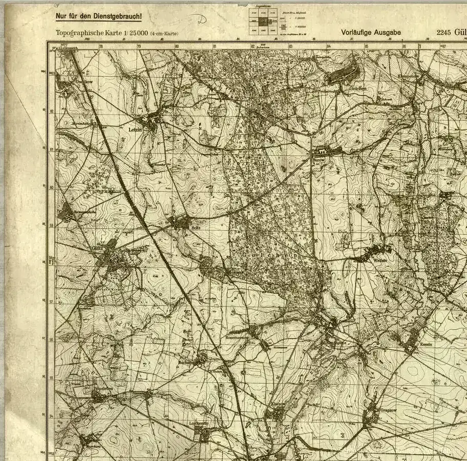 Messtischblatt 2245 Gültz - Kriegsausgabe 1941