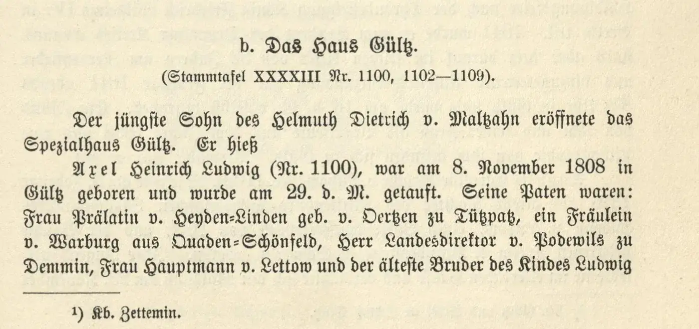 Das Haus Gültz in der Familienchronik von 1925